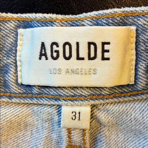 AGOLDE Parker Long Vintage Frayed-Hem Distressed Denim Cut Off Shorts 31 Coastal - Picture 7 of 16